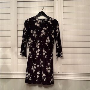 H&M Black Floral Long Sleeve Dress